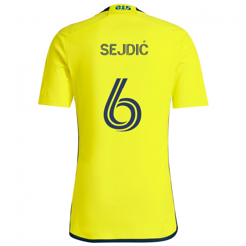 Kandiny Homme Maillot Amar Sejdić #6 Jaune Bleu Tenues Domicile 2024/25 T-Shirt