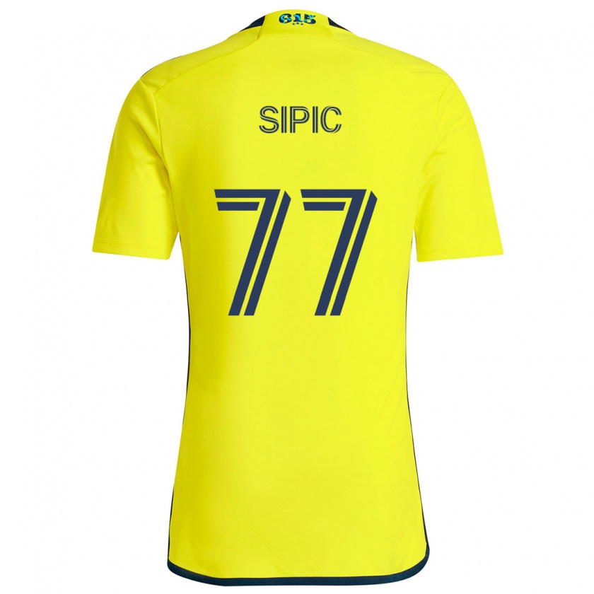 Kandiny Homme Maillot Adem Sipić #77 Jaune Bleu Tenues Domicile 2024/25 T-Shirt