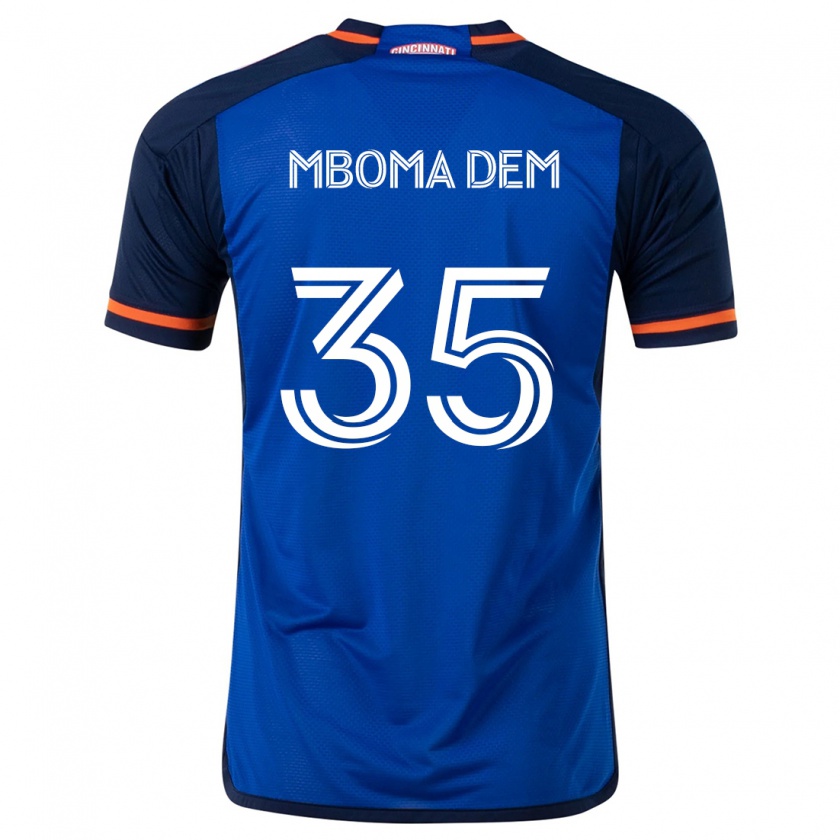 Kandiny Homme Maillot Kenji Mboma Dem #35 Bleu Blanc Tenues Domicile 2024/25 T-Shirt