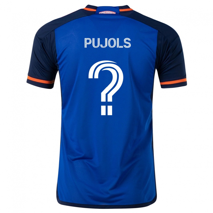 Kandiny Homme Maillot Pablo Pujols #0 Bleu Blanc Tenues Domicile 2024/25 T-Shirt