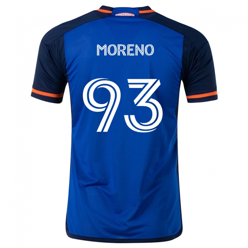 Kandiny Homme Maillot Júnior Moreno #93 Bleu Blanc Tenues Domicile 2024/25 T-Shirt