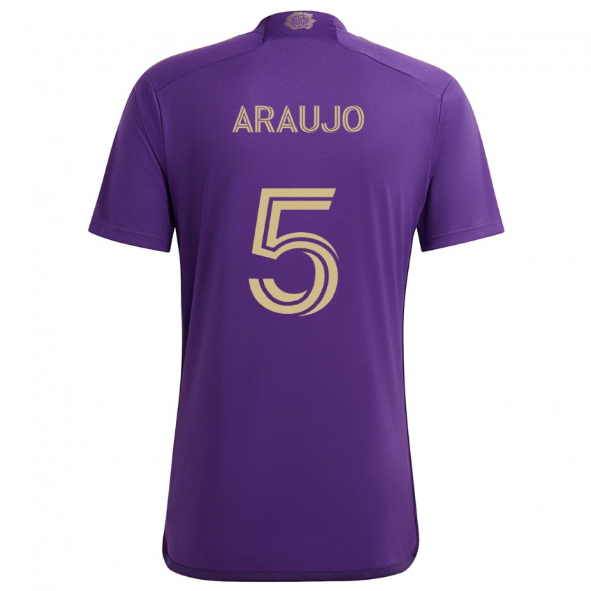 Kandiny Homme Maillot César Araújo #5 Violet Jaune Tenues Domicile 2024/25 T-Shirt