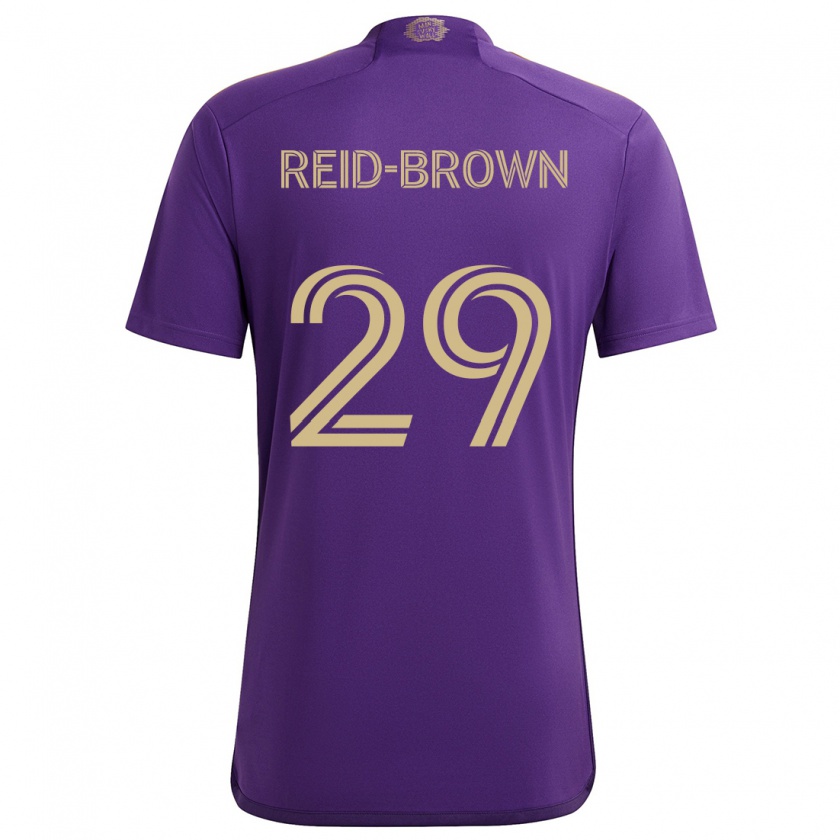 Kandiny Homme Maillot Tahir Reid-Brown #29 Violet Jaune Tenues Domicile 2024/25 T-Shirt