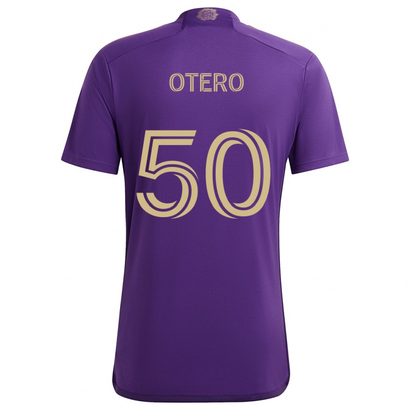 Kandiny Homme Maillot Javier Otero #50 Violet Jaune Tenues Domicile 2024/25 T-Shirt