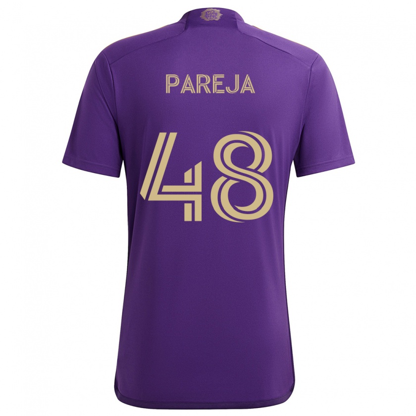 Kandiny Homme Maillot Diego Pareja #48 Violet Jaune Tenues Domicile 2024/25 T-Shirt