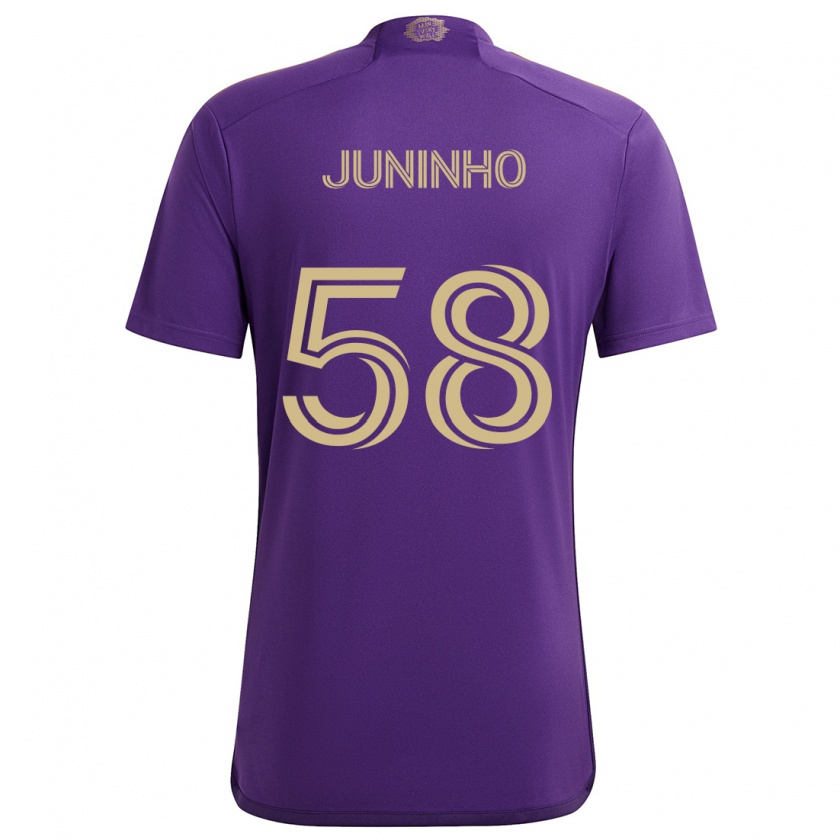 Kandiny Homme Maillot Juninho #58 Violet Jaune Tenues Domicile 2024/25 T-Shirt