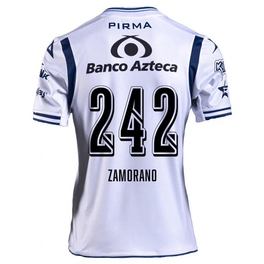 Kandiny Homme Maillot Leonardo Zamorano #242 Blanc Bleu Marine Tenues Domicile 2024/25 T-Shirt