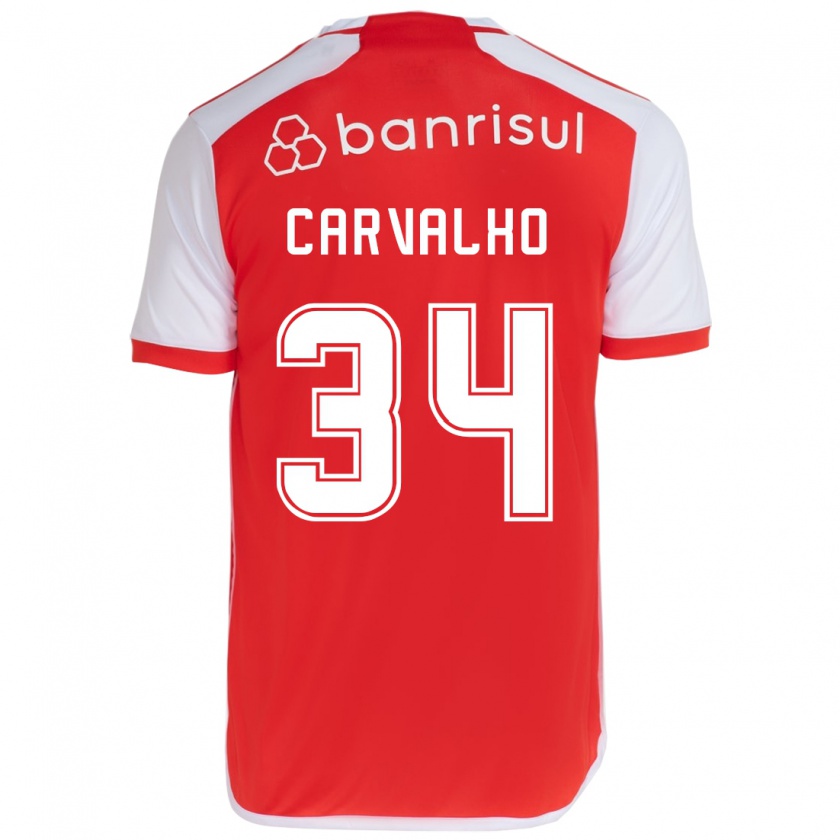 Kandiny Homme Maillot Gabriel Carvalho #34 Rouge Blanc Tenues Domicile 2024/25 T-Shirt