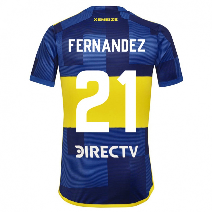 Kandiny Homme Maillot Ezequiel Fernández #21 Bleu Jaune Tenues Domicile 2024/25 T-Shirt