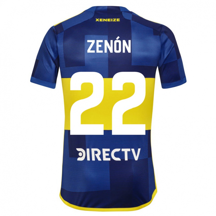 Kandiny Homme Maillot Kevin Zenón #22 Bleu Jaune Tenues Domicile 2024/25 T-Shirt