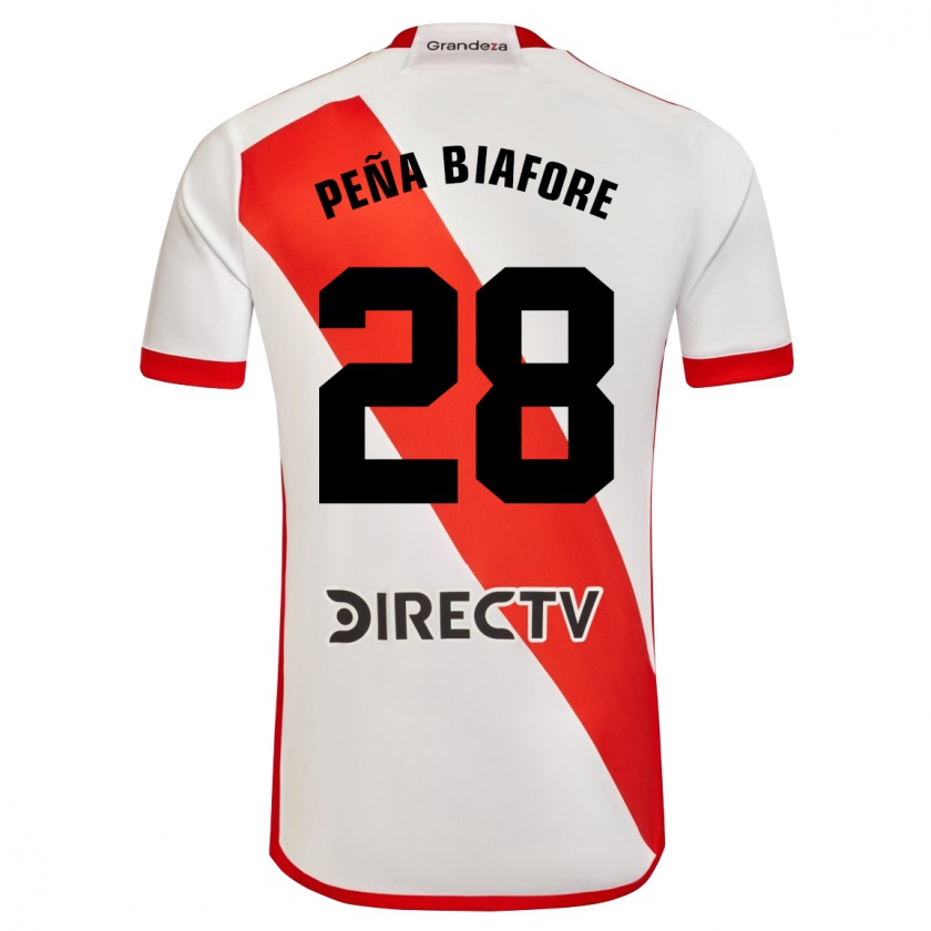 Kandiny Homme Maillot Felipe Peña Biafore #28 Blanc Rouge Tenues Domicile 2024/25 T-Shirt