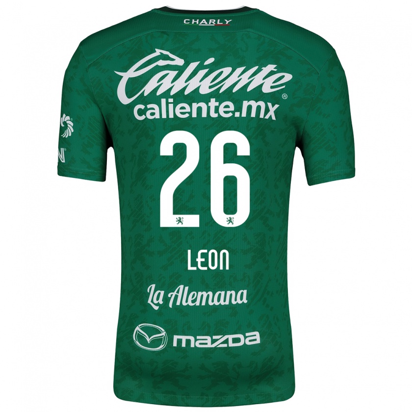 Kandiny Homme Maillot Armando León #26 Vert Blanc Tenues Domicile 2024/25 T-Shirt