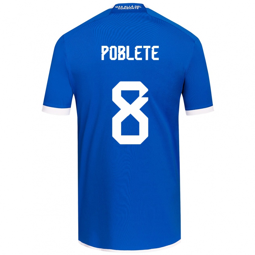 Kandiny Homme Maillot Israel Poblete #8 Bleu Blanc Tenues Domicile 2024/25 T-Shirt