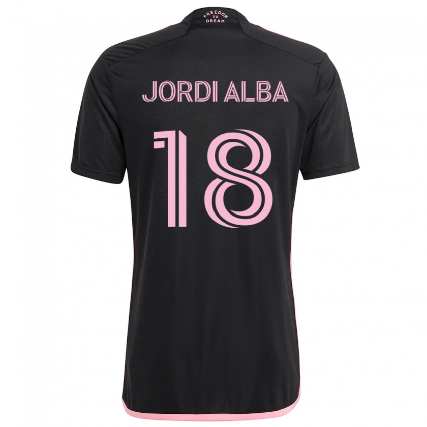 Kandiny Homme Maillot Jordi Alba #18 Noir Tenues Extérieur 2024/25 T-Shirt