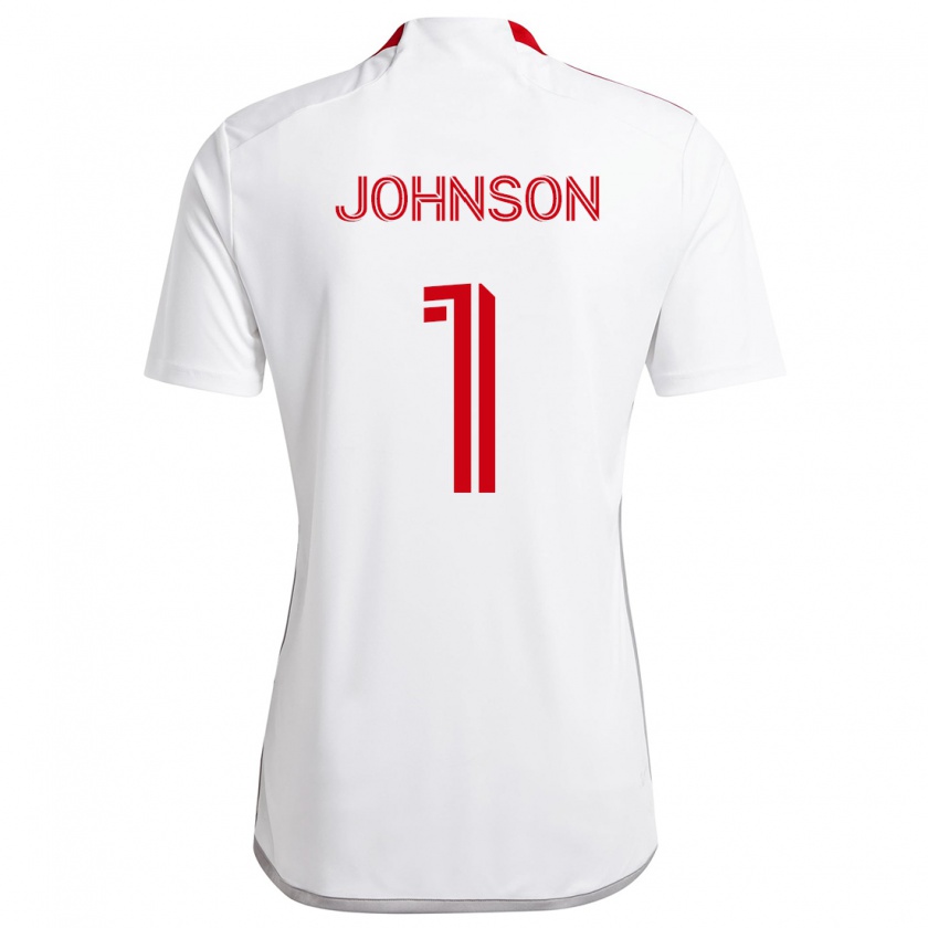 Kandiny Homme Maillot Sean Johnson #1 Blanc Rouge Tenues Extérieur 2024/25 T-Shirt