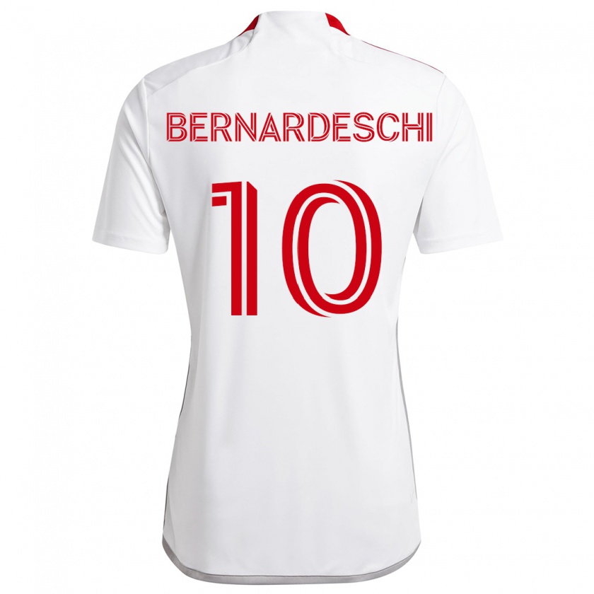 Kandiny Homme Maillot Federico Bernardeschi #10 Blanc Rouge Tenues Extérieur 2024/25 T-Shirt