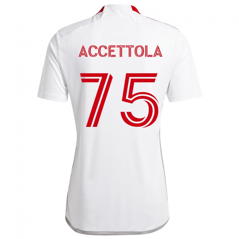 Kandiny Homme Maillot Luca Accettola #75 Blanc Rouge Tenues Extérieur 2024/25 T-Shirt