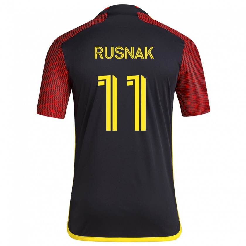 Kandiny Homme Maillot Albert Rusnák #11 Rouge Noir Tenues Extérieur 2024/25 T-Shirt