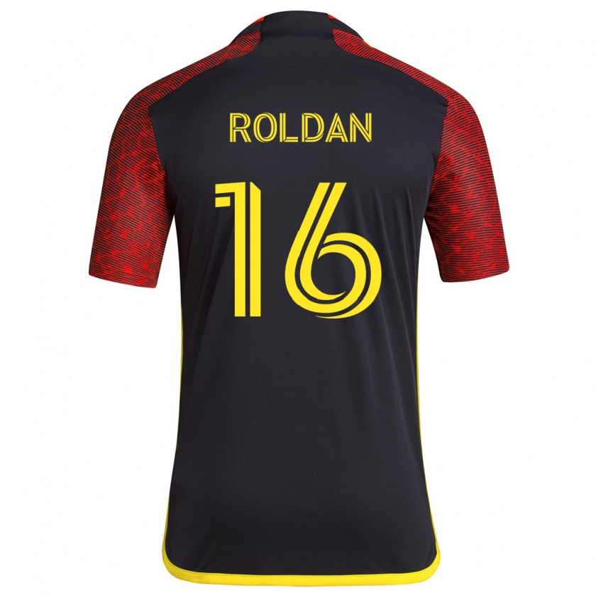 Kandiny Homme Maillot Álex Roldán #16 Rouge Noir Tenues Extérieur 2024/25 T-Shirt