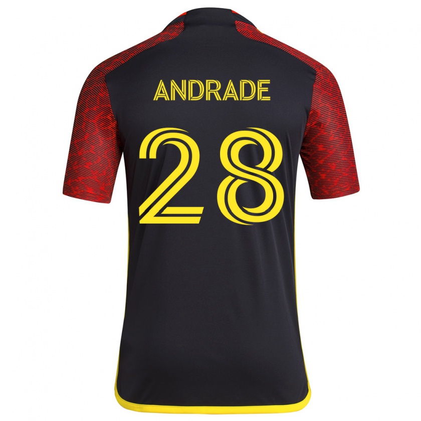 Kandiny Homme Maillot Yeimar Gómez Andrade #28 Rouge Noir Tenues Extérieur 2024/25 T-Shirt