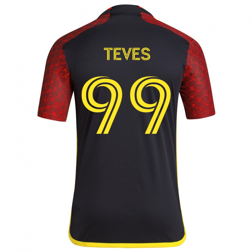 Kandiny Homme Maillot Dylan Teves #99 Rouge Noir Tenues Extérieur 2024/25 T-Shirt