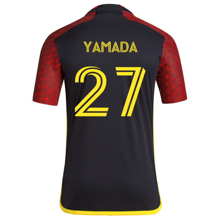 Kandiny Homme Maillot Hikari Yamada #27 Rouge Noir Tenues Extérieur 2024/25 T-Shirt