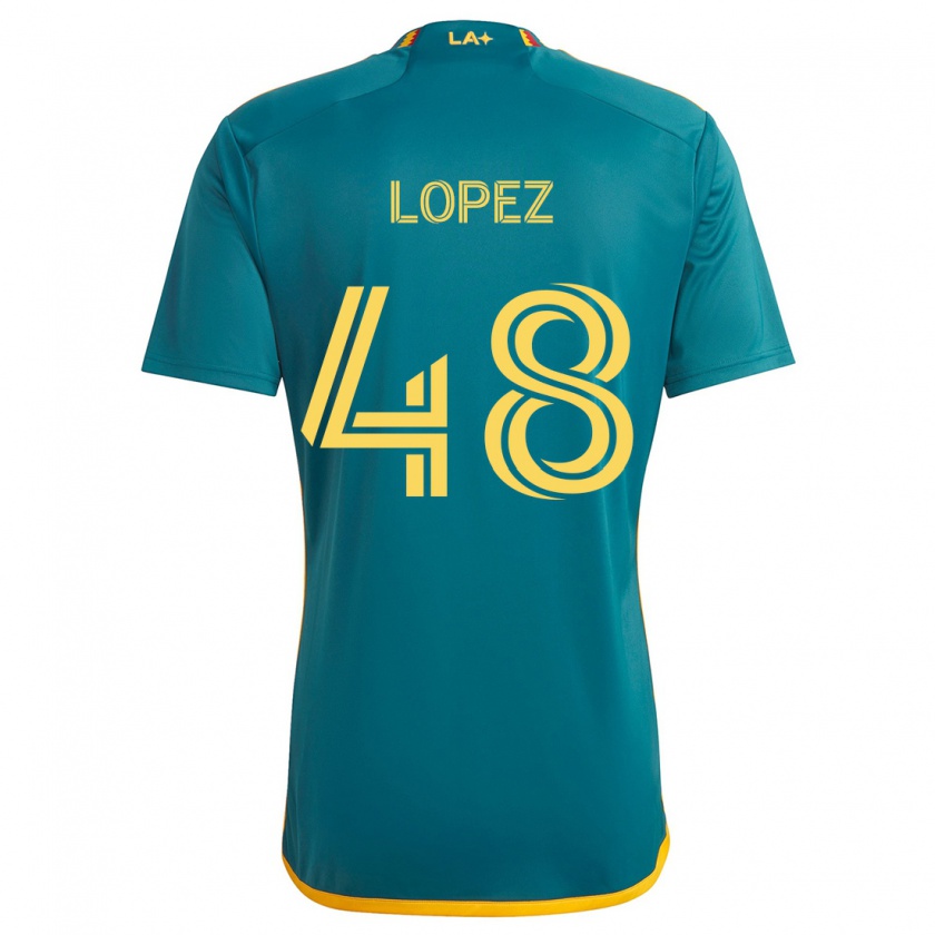 Kandiny Homme Maillot Diego López #48 Vert Jaune Tenues Extérieur 2024/25 T-Shirt