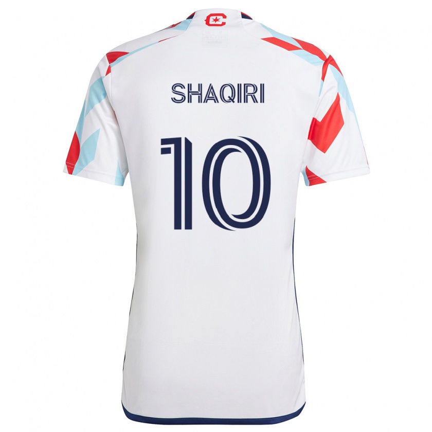 Kandiny Homme Maillot Xherdan Shaqiri #10 Blanc Rouge Bleu Tenues Extérieur 2024/25 T-Shirt