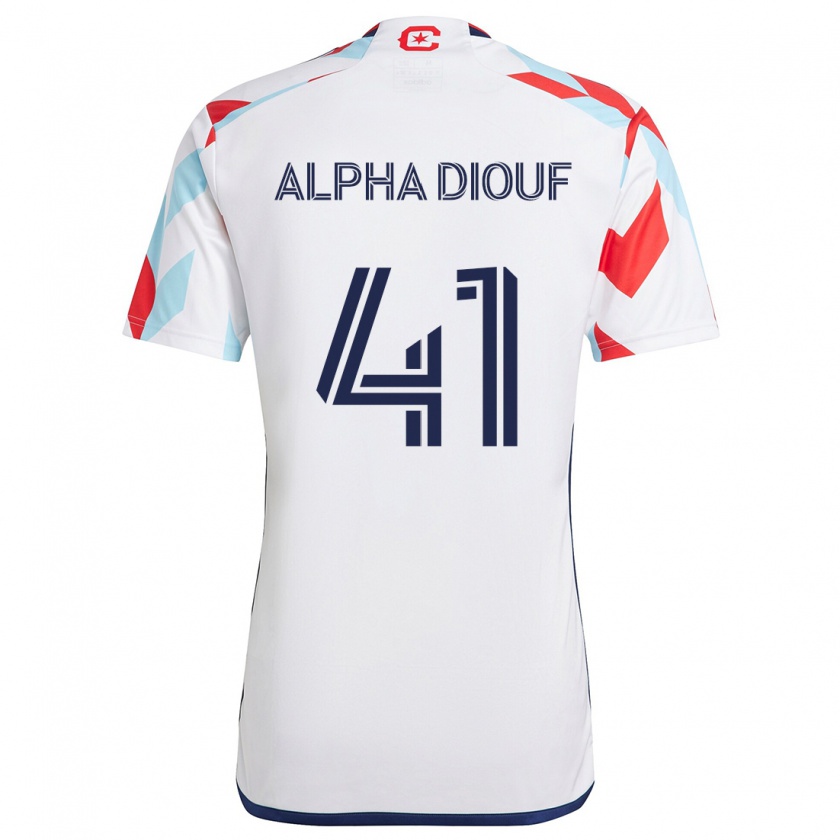 Kandiny Homme Maillot Jean Alpha Diouf #41 Blanc Rouge Bleu Tenues Extérieur 2024/25 T-Shirt