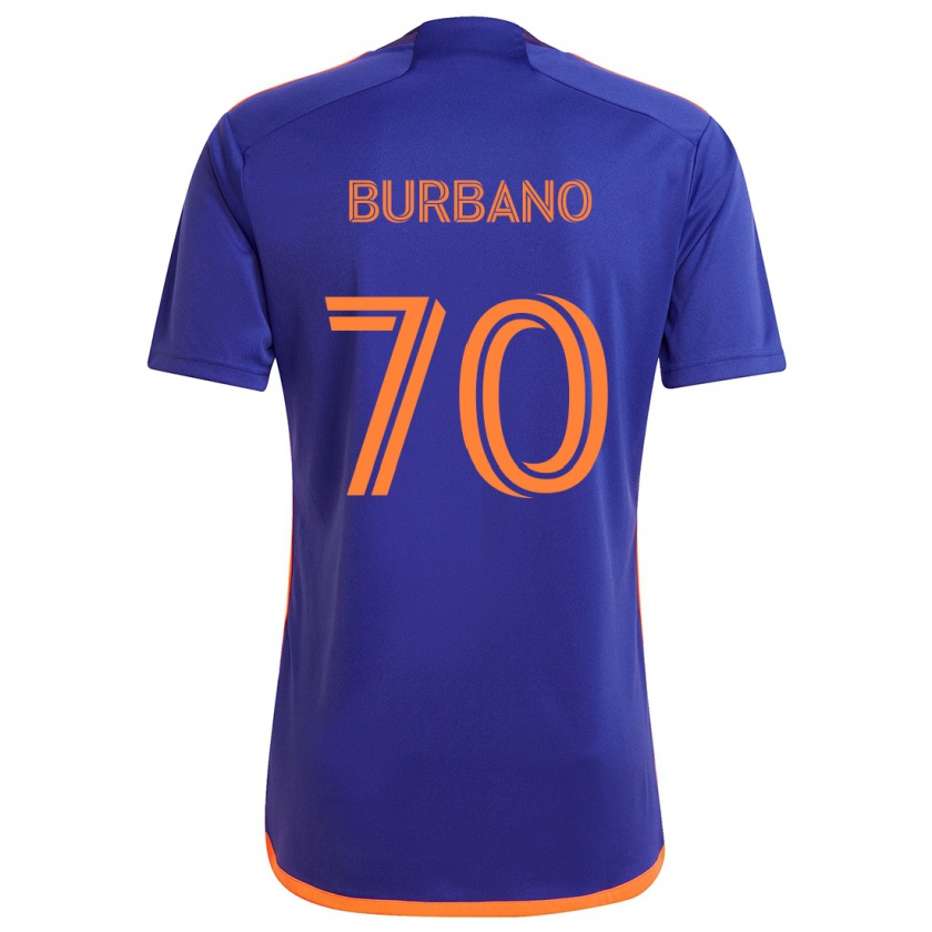 Kandiny Homme Maillot Jordy Burbano #70 Violet Orange Tenues Extérieur 2024/25 T-Shirt