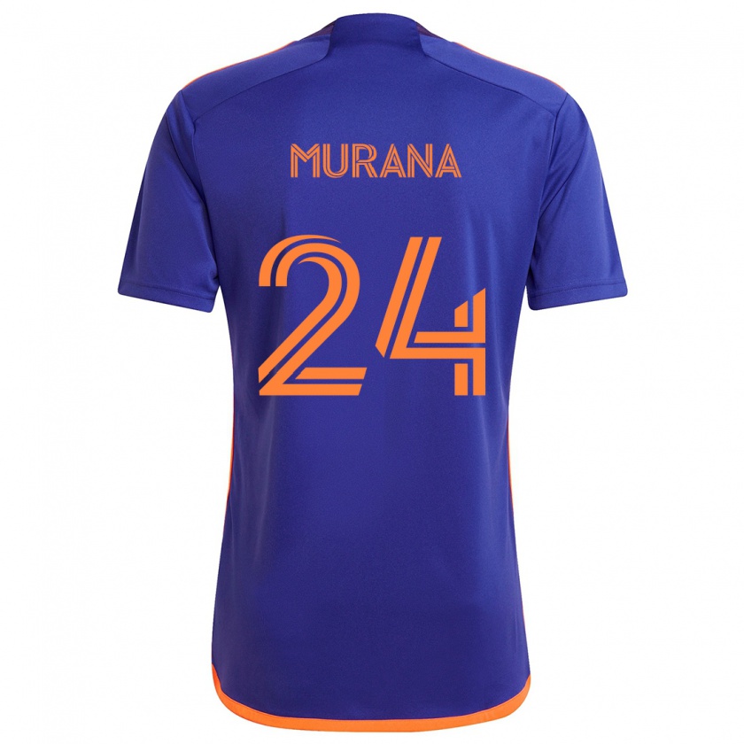 Kandiny Homme Maillot Mujeeb Murana #24 Violet Orange Tenues Extérieur 2024/25 T-Shirt