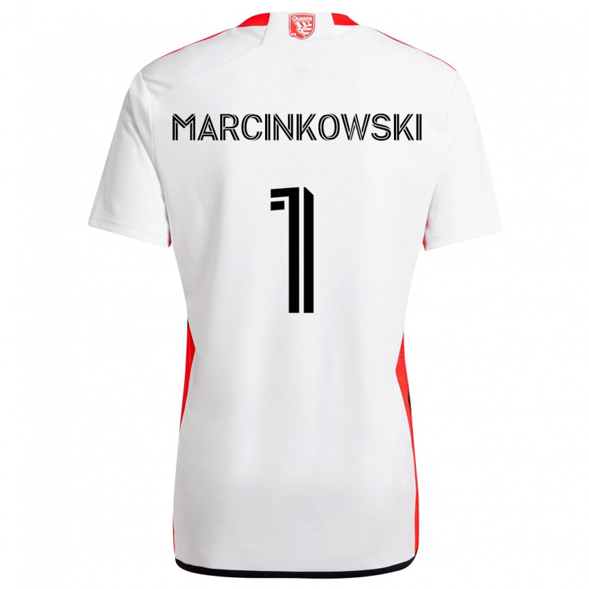 Kandiny Homme Maillot Jt Marcinkowski #1 Blanc Rouge Tenues Extérieur 2024/25 T-Shirt