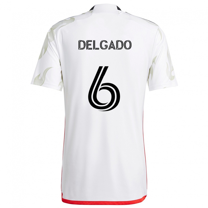 Kandiny Homme Maillot Patrickson Delgado #6 Blanc Rouge Noir Tenues Extérieur 2024/25 T-Shirt