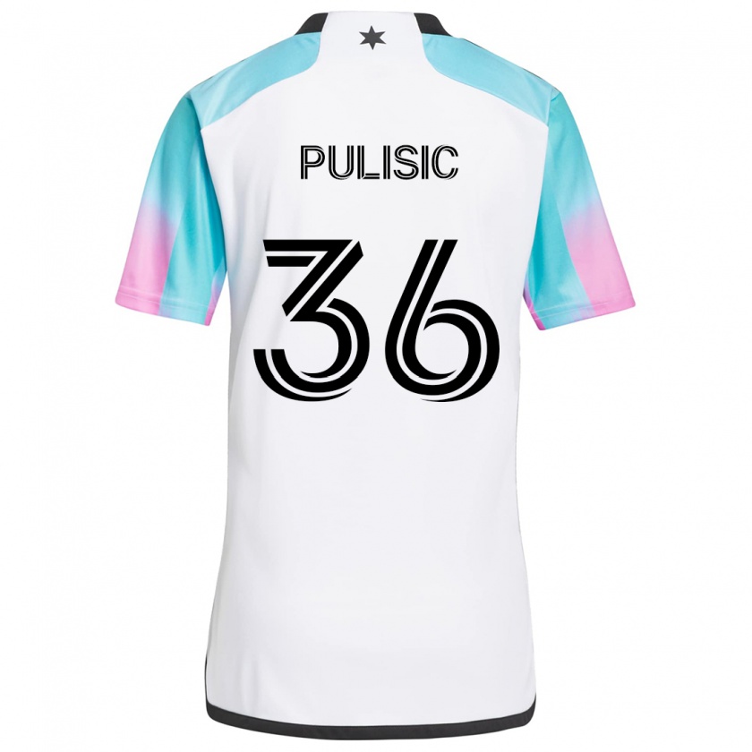 Kandiny Homme Maillot Will Pulisic #36 Blanc Bleu Noir Tenues Extérieur 2024/25 T-Shirt