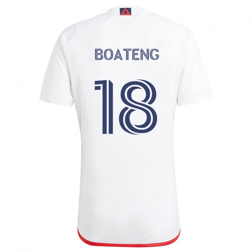 Kandiny Homme Maillot Emmanuel Boateng #18 Blanc Rouge Tenues Extérieur 2024/25 T-Shirt