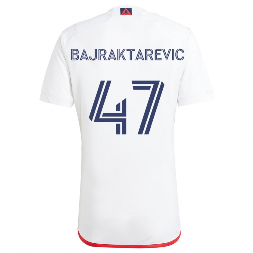 Kandiny Homme Maillot Esmir Bajraktarević #47 Blanc Rouge Tenues Extérieur 2024/25 T-Shirt