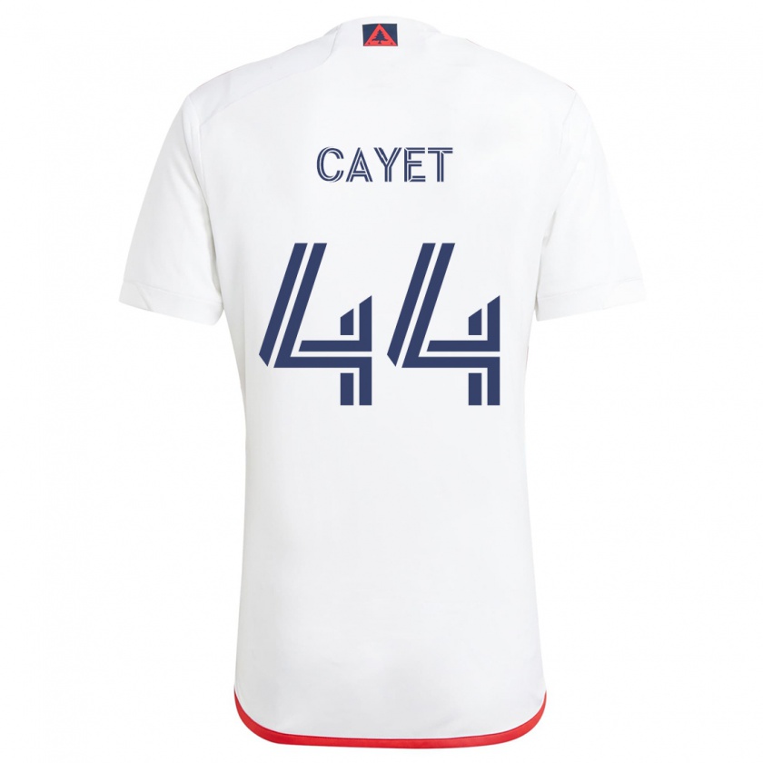 Kandiny Homme Maillot Pierre Cayet #44 Blanc Rouge Tenues Extérieur 2024/25 T-Shirt