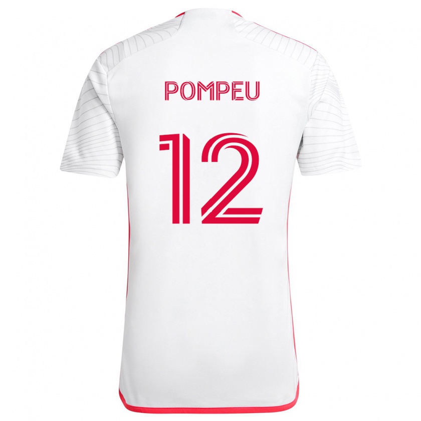 Kandiny Homme Maillot Célio Pompeu #12 Blanc Rouge Tenues Extérieur 2024/25 T-Shirt