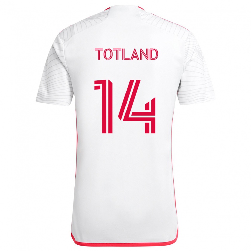 Kandiny Homme Maillot Tomas Totland #14 Blanc Rouge Tenues Extérieur 2024/25 T-Shirt