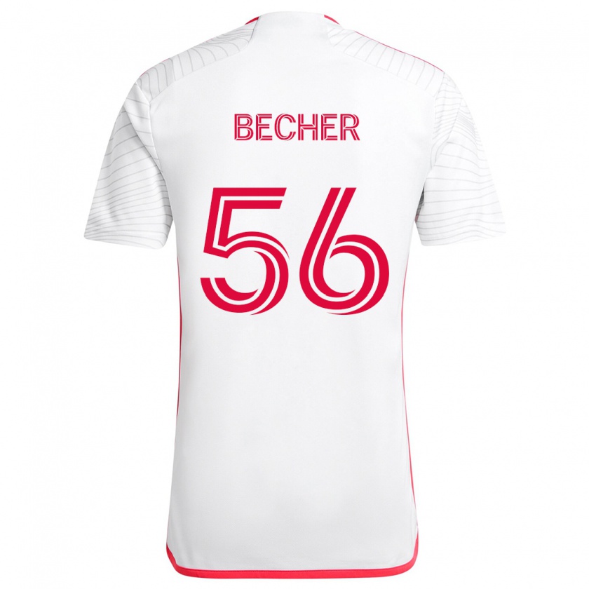 Kandiny Homme Maillot Ryan Becher #56 Blanc Rouge Tenues Extérieur 2024/25 T-Shirt