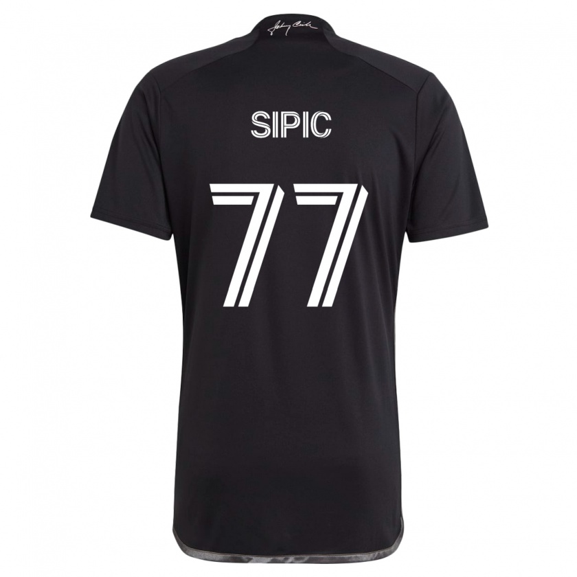 Kandiny Homme Maillot Adem Sipić #77 Noir Tenues Extérieur 2024/25 T-Shirt