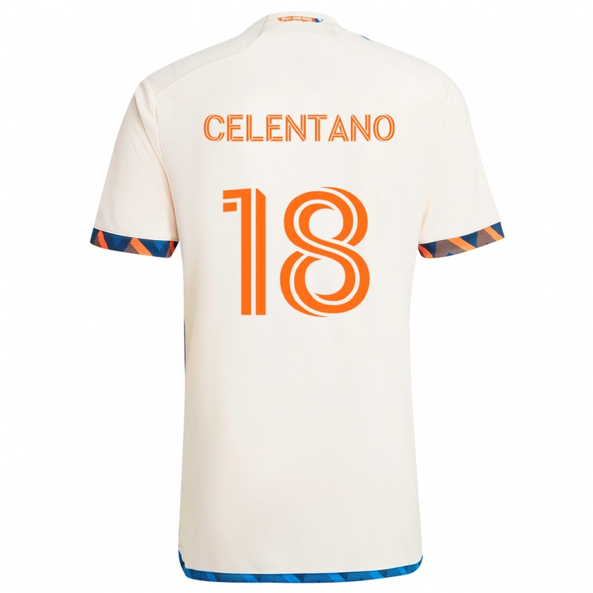 Kandiny Homme Maillot Roman Celentano #18 Blanc Orange Tenues Extérieur 2024/25 T-Shirt