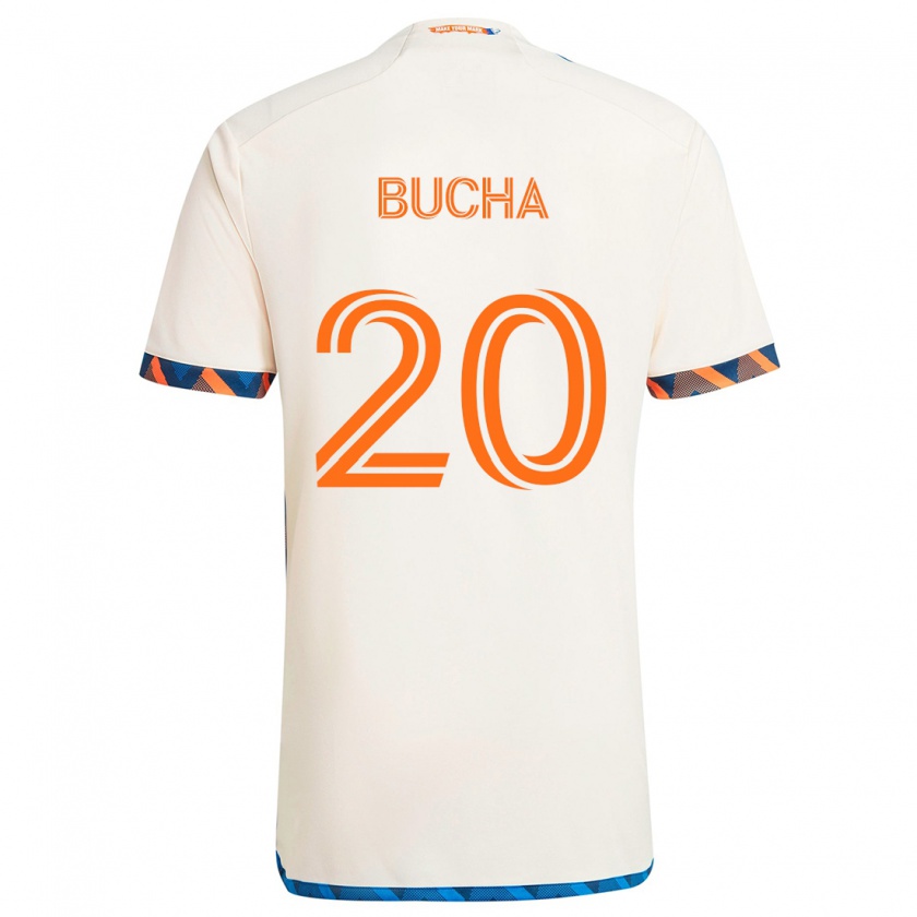 Kandiny Homme Maillot Pavel Bucha #20 Blanc Orange Tenues Extérieur 2024/25 T-Shirt