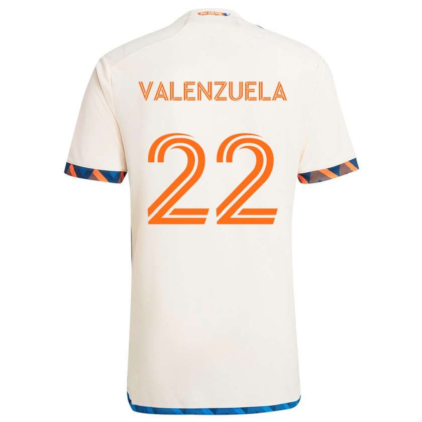 Kandiny Homme Maillot Gerardo Valenzuela #22 Blanc Orange Tenues Extérieur 2024/25 T-Shirt