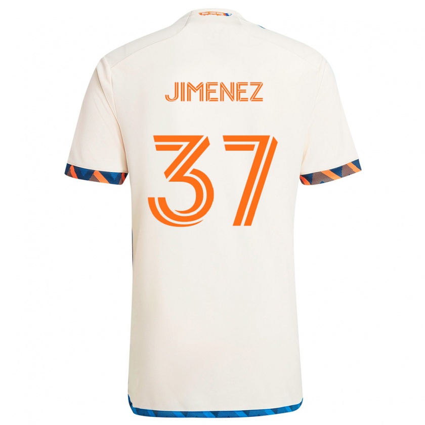 Kandiny Homme Maillot Stiven Jimenez #37 Blanc Orange Tenues Extérieur 2024/25 T-Shirt