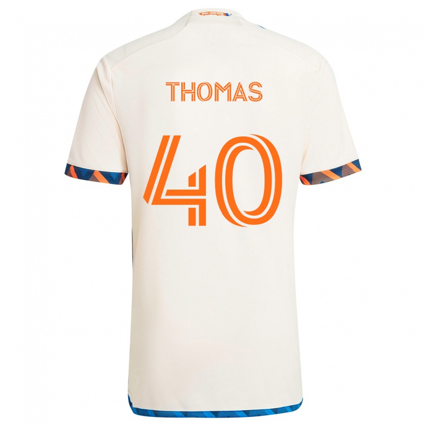 Kandiny Homme Maillot Kai Thomas #40 Blanc Orange Tenues Extérieur 2024/25 T-Shirt