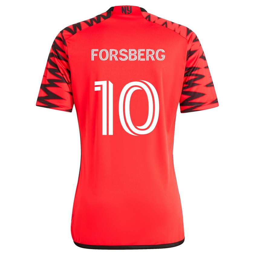 Kandiny Homme Maillot Emil Forsberg #10 Rouge Noir Blanc Tenues Extérieur 2024/25 T-Shirt