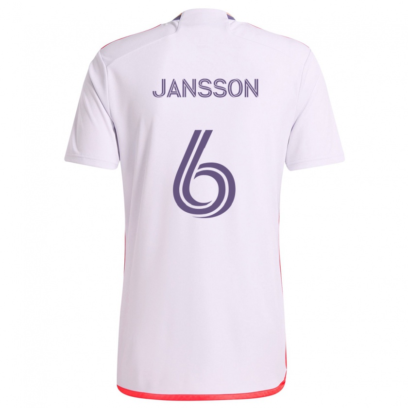 Kandiny Homme Maillot Robin Jansson #6 Blanc Rouge Violet Tenues Extérieur 2024/25 T-Shirt