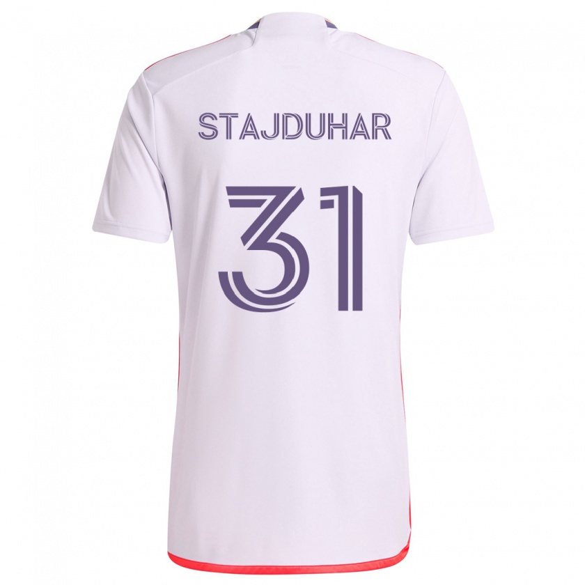 Kandiny Homme Maillot Mason Stajduhar #31 Blanc Rouge Violet Tenues Extérieur 2024/25 T-Shirt