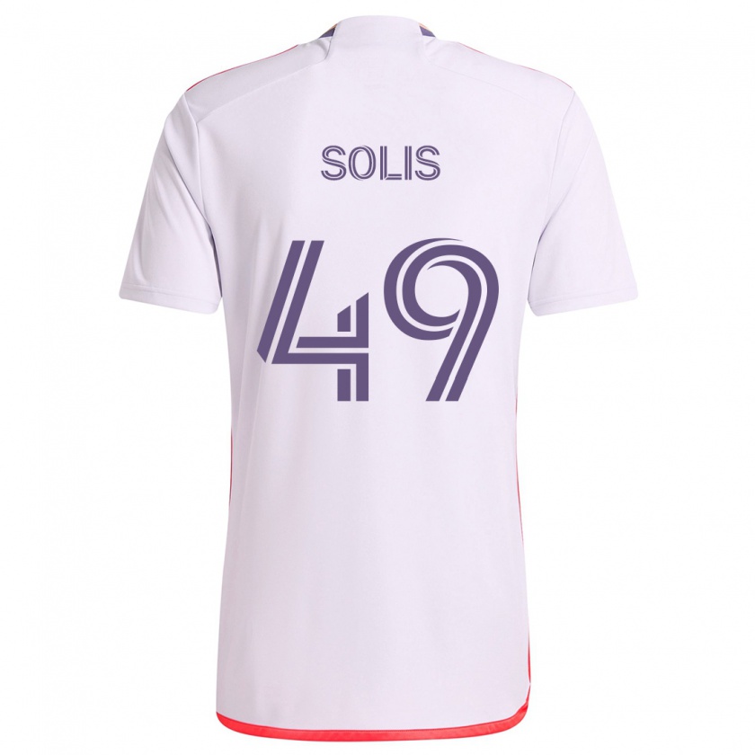 Kandiny Homme Maillot Jhon Solís #49 Blanc Rouge Violet Tenues Extérieur 2024/25 T-Shirt